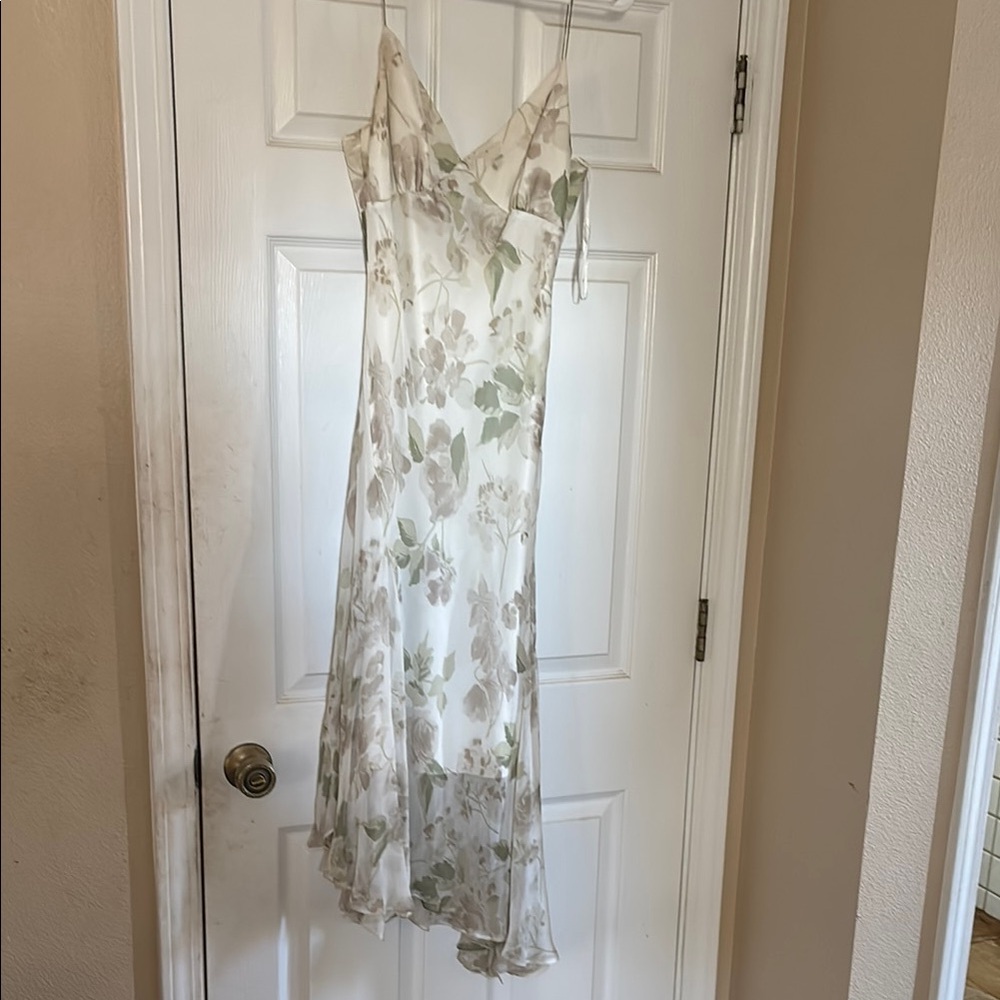 White House Black Market White Asymmetrical Ruffled Dress